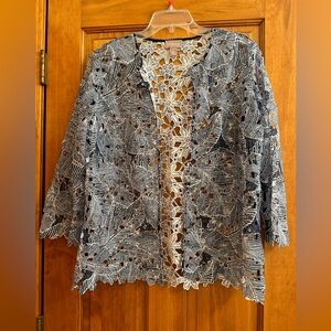 NWOT Chico’s Solid Embroidered Lace Jacket Size 2